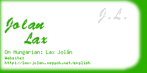 jolan lax business card