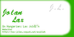 jolan lax business card